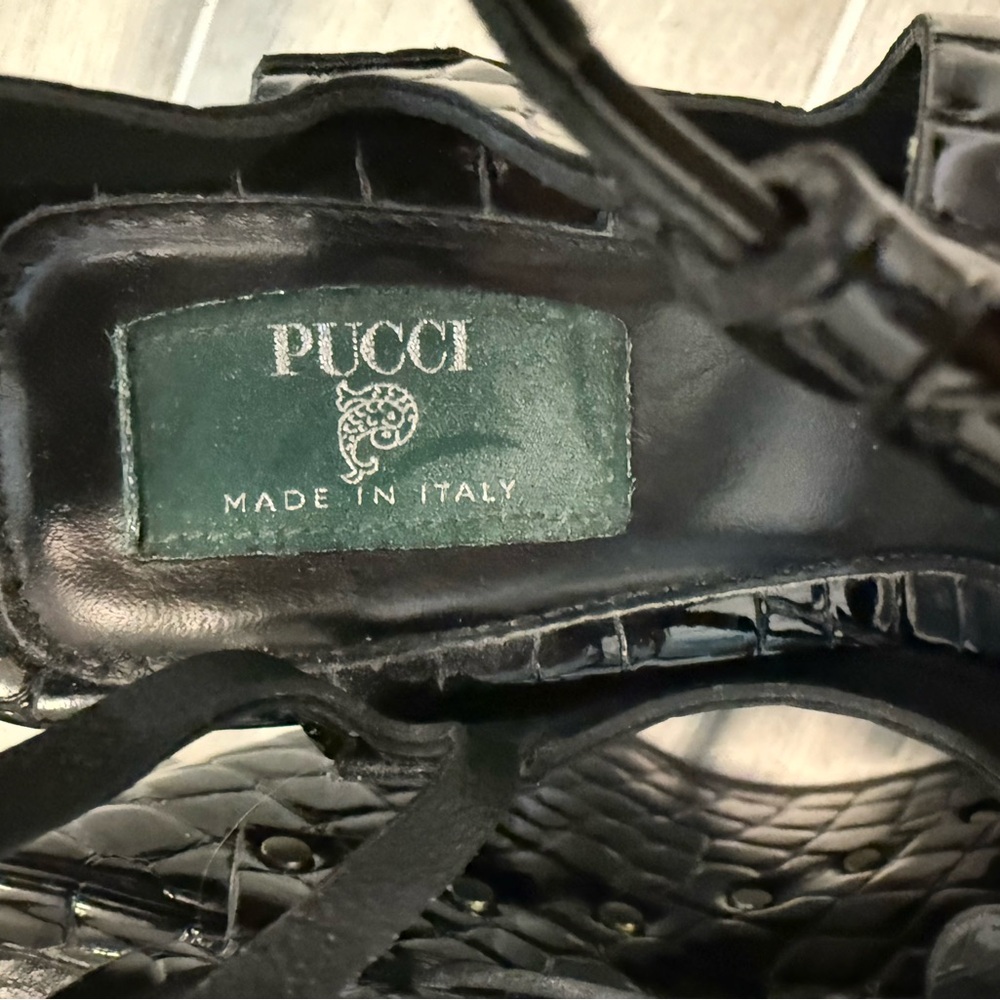 Pucci Black Croc Leather Musa 140 Platform Wedges - Size IT 37 / US 7 - Picture 4 of 7